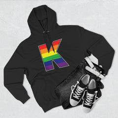 KNDLA "K" Pride Flag Fleece Hoodie - Cozy & Stylish Black Sweatshirt