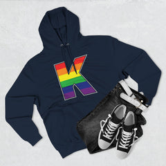 KNDLA "K" Pride Flag Fleece Hoodie - Cozy & Stylish Black Sweatshirt