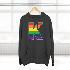KNDLA "K" Pride Flag Fleece Hoodie - Cozy & Stylish Black Sweatshirt
