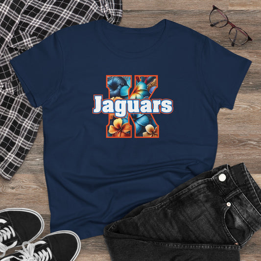 Floral Orange KNDLA Jaguars Women's Cotton Tee - D2