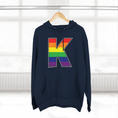 KNDLA "K" Pride Flag Fleece Hoodie - Cozy & Stylish Black Sweatshirt