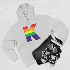 KNDLA "K" Pride Flag Fleece Hoodie - Cozy & Stylish Black Sweatshirt