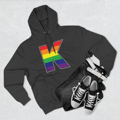 KNDLA "K" Pride Flag Fleece Hoodie - Cozy & Stylish Black Sweatshirt