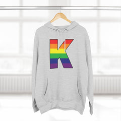 KNDLA "K" Pride Flag Fleece Hoodie - Cozy & Stylish Black Sweatshirt