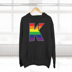 KNDLA "K" Pride Flag Fleece Hoodie - Cozy & Stylish Black Sweatshirt