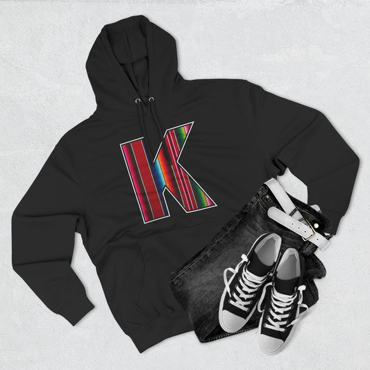KNDLA "K" Zarape Fleece Hoodie - Cozy & Stylish Black Sweatshirt
