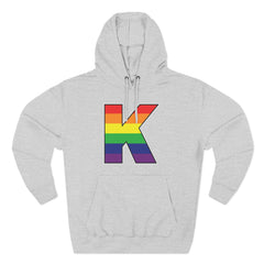 KNDLA "K" Pride Flag Fleece Hoodie - Cozy & Stylish Black Sweatshirt