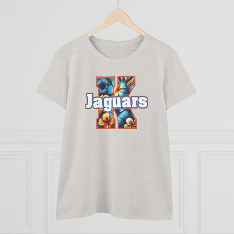 Floral Orange KNDLA Jaguars Women's Cotton Tee - D2